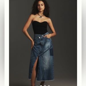 Anthropologie Pilcro Denim Re-worked Midi Skirt - Indigo